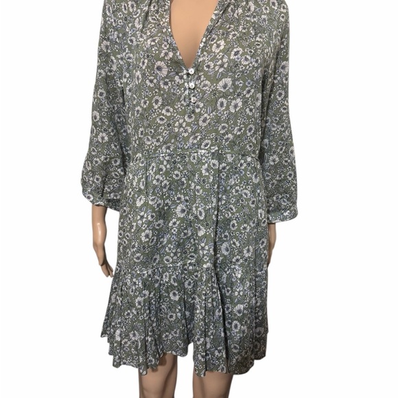 Veronica beard bassano green cotton tiered dress size s - Picture 6 of 8